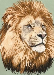 Brenda Franklin EL101 African Lion. 110 x 147 stitches. Cross Stitch, Petit Point, Needlepoint, Waste Canvas, & Rug Hooking Pattern.