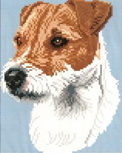 Brenda Franklin DJ 501 Jack Russell Terrier. 78 x 100 stitches. Cross Stitch, Petit Point, Needlepoint, Waste Canvas, & Rug Hooking Pattern. 
